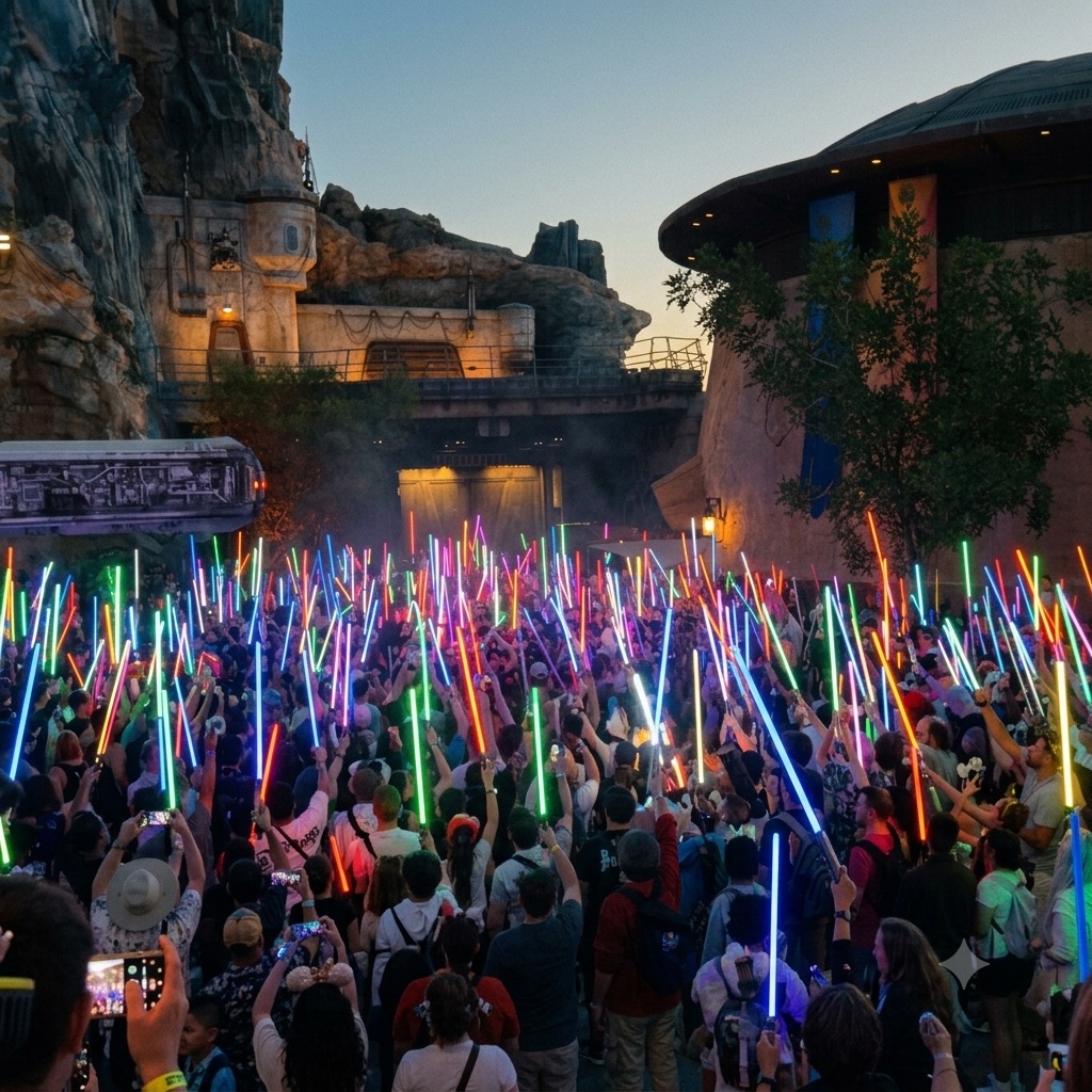 Viele Lichtschwerter bei einem Star-Wars-Treffen