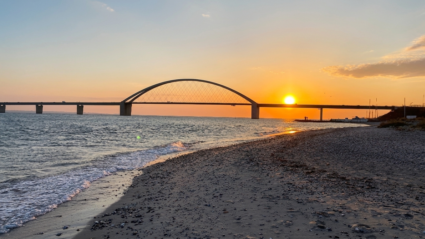 Fehmarnsundbrücke · Sonnenuntergang